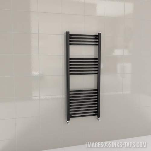 Kartell K-Rail Black Straight Bar Heated Towel Rail 500mm x 1200mm