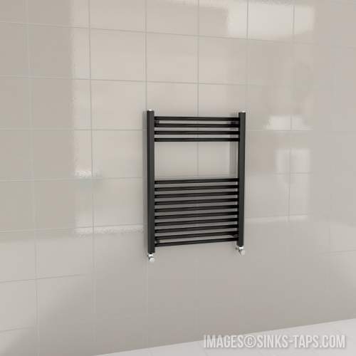 Kartell K-Rail Black Straight Bar Heated Towel Rail 600mm x 800mm