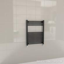 Kartell K-Rail Black Straight Bar Heated Towel Rail 600mm x 800mm