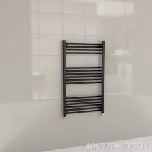 Kartell K-Rail Black Straight Bar Heated Towel Rail 600mm x 1000mm