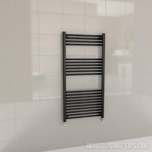 Kartell K-Rail Black Straight Bar Heated Towel Rail 600mm x 1200mm