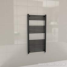 Kartell K-Rail Black Straight Bar Heated Towel Rail 600mm x 1200mm