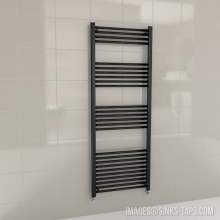 Kartell K-Rail Black Straight Bar Heated Towel Rail 600mm x 1600mm