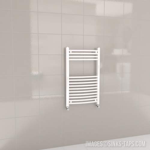 Kartell K-Rail White Curved Bar Heated Towel Rail 500mm x 800mm