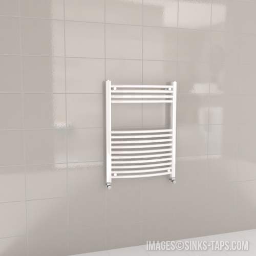 Kartell K-Rail White Curved Bar Heated Towel Rail 600mm x 800mm