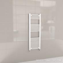 Kartell K-Rail White Curved Bar Heated Towel Rail 400mm x 1200mm