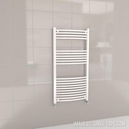 Kartell K-Rail White Curved Bar Heated Towel Rail 600mm x 1200mm