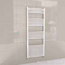 Kartell K-Rail White Curved Bar Heated Towel Rail 600mm x 1600mm