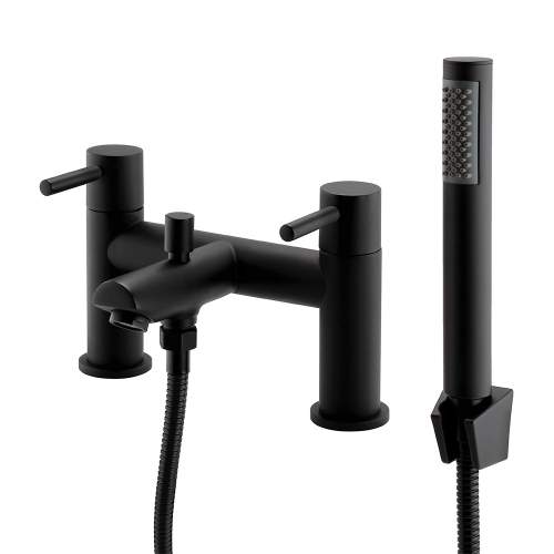 Kartell K-VIT Nero Round Black Twin Lever Bath Shower Mixer