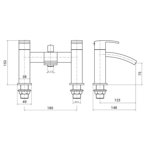 Kartell K-VIT Flair Twin Lever Bath Filler