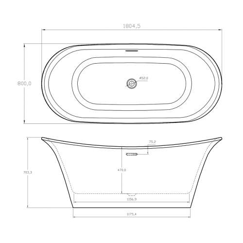 Holborn Bow 1800mm Traditional Double Ended Freestanding Bath