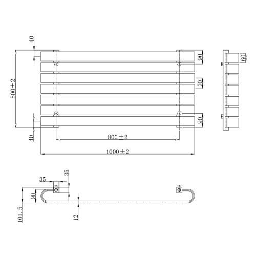 Kartell K-Rad Denver Horizontal White Designer Radiator 1000mm x 500mm