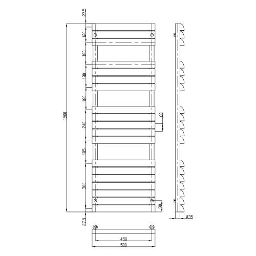 Kartell K-Rad Venetian Anthracite Designer Radiator 1500mm x 500mm