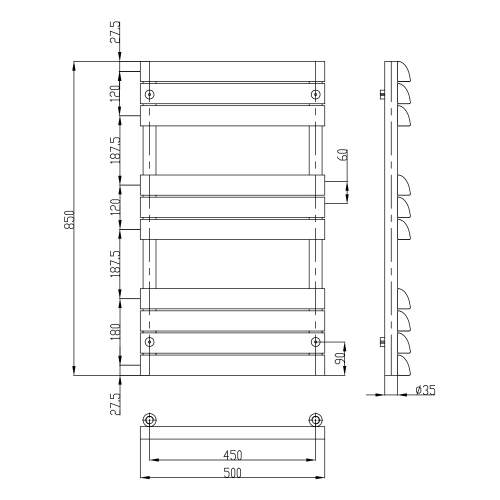 Kartell K-Rad Venetian Anthracite Designer Radiator 850mm x 500mm