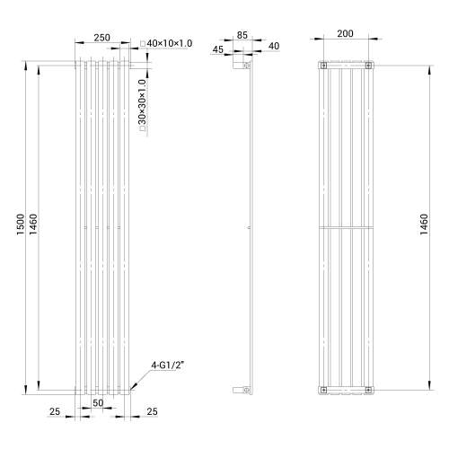 Kartell K-Rad Idaho Stainless Steel Designer Vertical Radiator