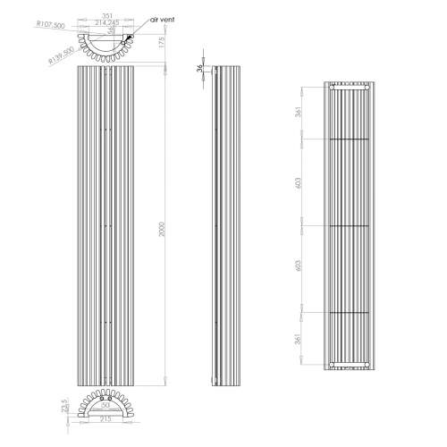 Kartell K-Rad Cincinnati Vertical Designer Radiator 2000mm x 351mm