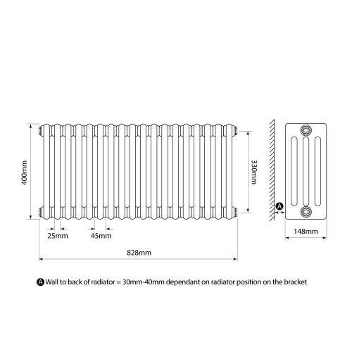 Kartell K-Rad Laser Klassic 4 Column Horizontal Radiator 830mm x 400mm