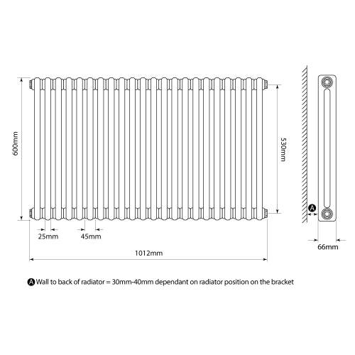 Kartell K-Rad Laser Klassic 2 Column Horizontal Radiator 1010mm x 600mm