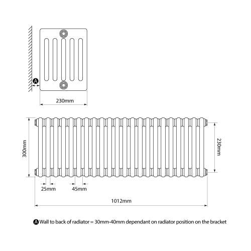 Kartell K-Rad Laser Klassic 6 Column Horizontal Radiator 1010mm x 300mm