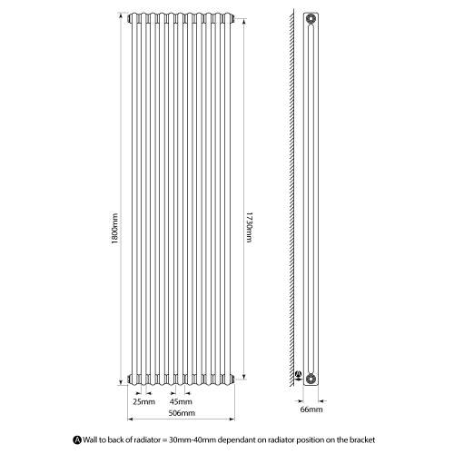Kartell K-Rad Laser Klassic 2 Column Vertical Radiator 515mm x 1800mm