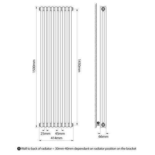Kartell K-Rad Laser Klassic 2 Column Vertical Radiator 425mm x 1500mm