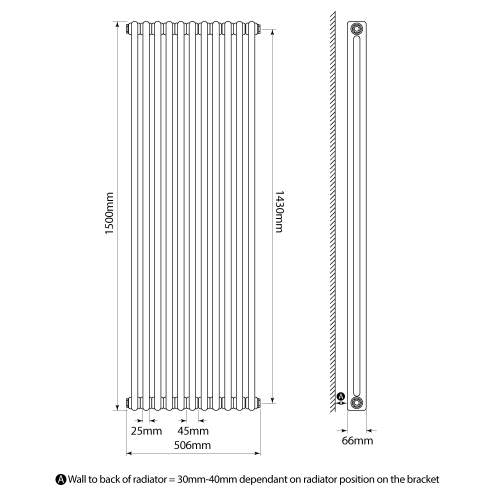 Kartell K-Rad Laser Klassic 2 Column Vertical Radiator 515mm x 1500mm