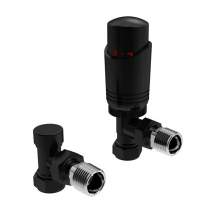 Kartell K-Design Angled Black Thermostatic Radiator Valve Pack