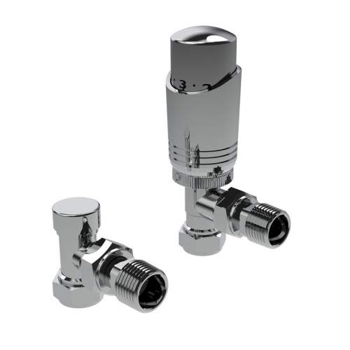 Kartell K-Design Angled Chrome Thermostatic Radiator Valve Pack