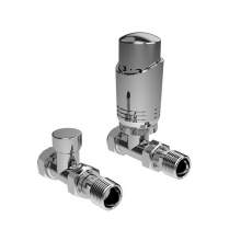 Kartell K-Design Straight Chrome Thermostatic Radiator Valve Pack