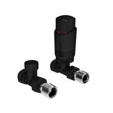 Kartell K-Design Straight Black Thermostatic Radiator Valve Pack