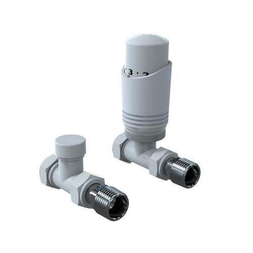 Kartell K-Design Straight White Thermostatic Radiator Valve Pack