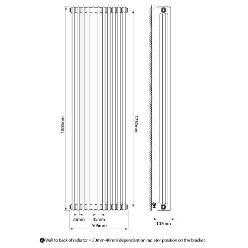 Kartell K-Rad Laser Klassic 3 Column Vertical Radiator 515mm x 1800mm