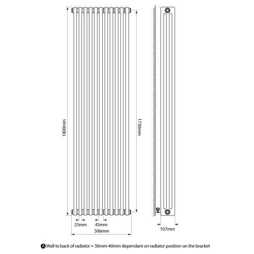 Kartell K-Rad Laser Klassic 3 Column Vertical Radiator 515mm x 1800mm