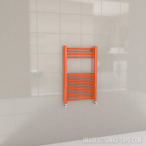 Kartell K-Rail Orange Straight Bar Heated Towel Rail 500mm x 800mm