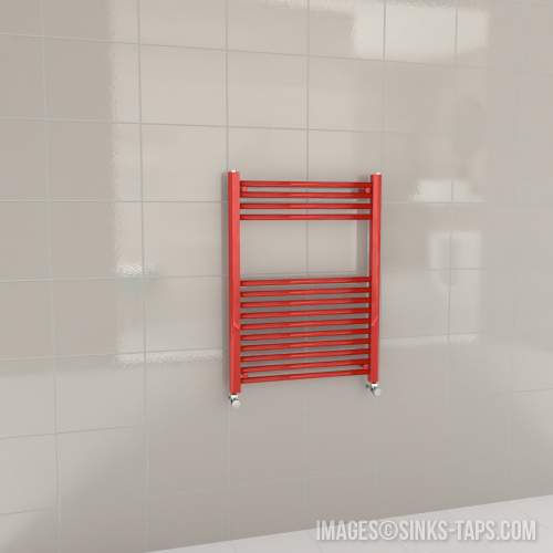 Kartell K-Rail Red Straight Bar Heated Towel Rail 600mm x 800mm