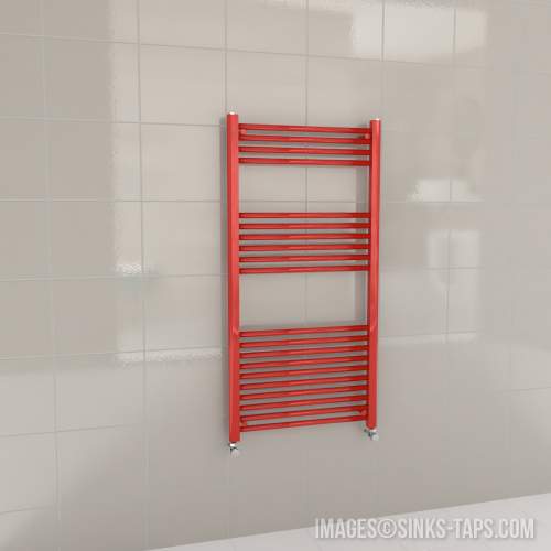 Kartell K-Rail Red Straight Bar Heated Towel Rail 600mm x 1200mm