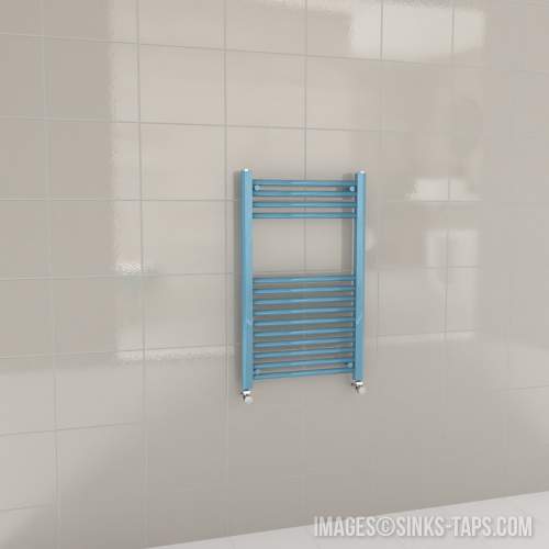 Kartell K-Rail Light Blue Straight Bar Heated Towel Rail 500mm x 800mm