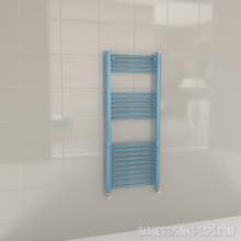 Kartell K-Rail Light Blue Straight Bar Heated Towel Rail 500mm x 1200mm