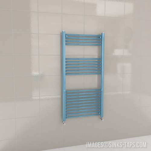 Kartell K-Rail Light Blue Straight Bar Heated Towel Rail 600mm x 1200mm