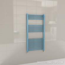 Kartell K-Rail Light Blue Straight Bar Heated Towel Rail 600mm x 1200mm