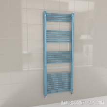 Kartell K-Rail Light Blue Straight Bar Heated Towel Rail 600mm x 1600mm