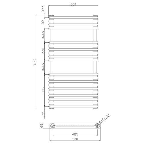 Kartell K-Rad Kolumn White Designer Towel Rail 1140mm x 500mm