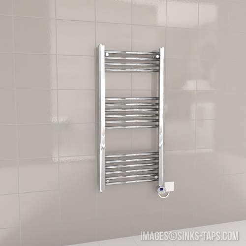 Kartell Chrome Electric Thermostatic Straight Bar Heated Towel Rail 500mm x 1000mm