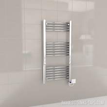 Kartell Chrome Electric Thermostatic Straight Bar Heated Towel Rail 500mm x 1000mm