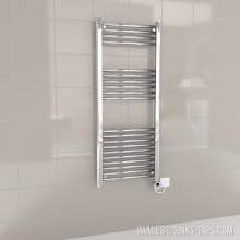 Kartell Chrome Electric Thermostatic Straight Bar Heated Towel Rail 500mm x 1200mm