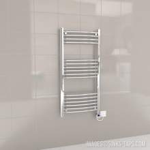 Kartell Chrome Electric Thermostatic Curved Bar Heated Towel Rail 500mm x 1000mm