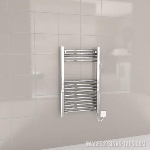 Kartell Chrome Electric Straight Bar Heated Towel Rail 500mm x 800mm