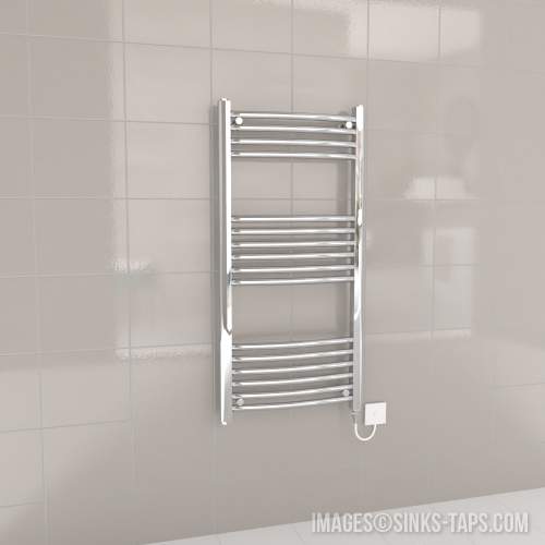 Kartell Chrome Electric Curved Bar Heated Towel Rail 500mm x 1000mm