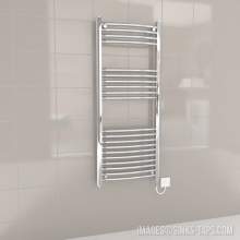 Kartell Chrome Electric Curved Bar Heated Towel Rail 500mm x 1200mm