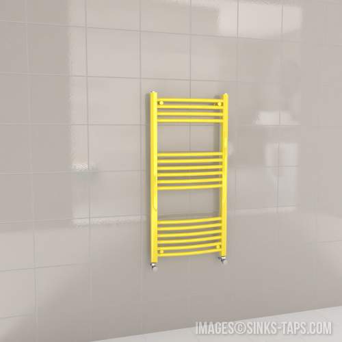 Kartell K-Rail Yellow Curved Bar Heated Towel Rail 500mm x 1000mm